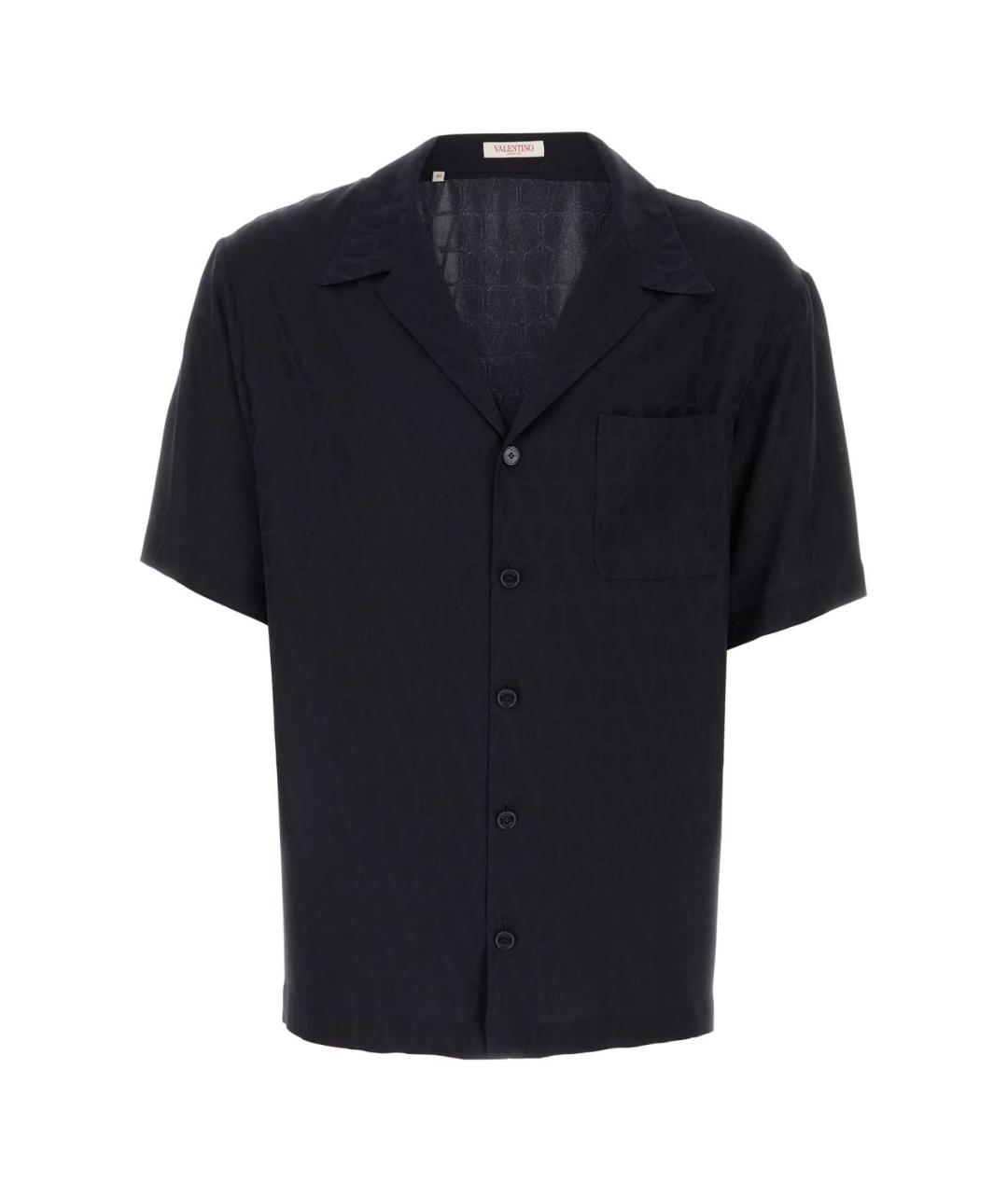 VALENTINO Темно-синяя шелковая кэжуал рубашка, фото 1