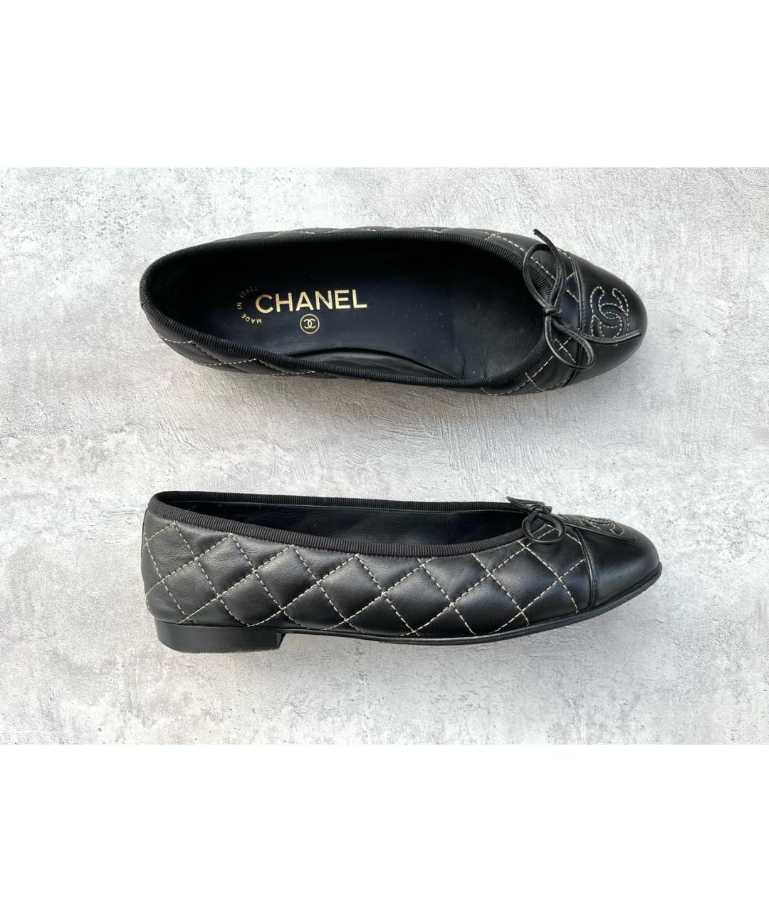 CHANEL Черные кожаные балетки, фото 9