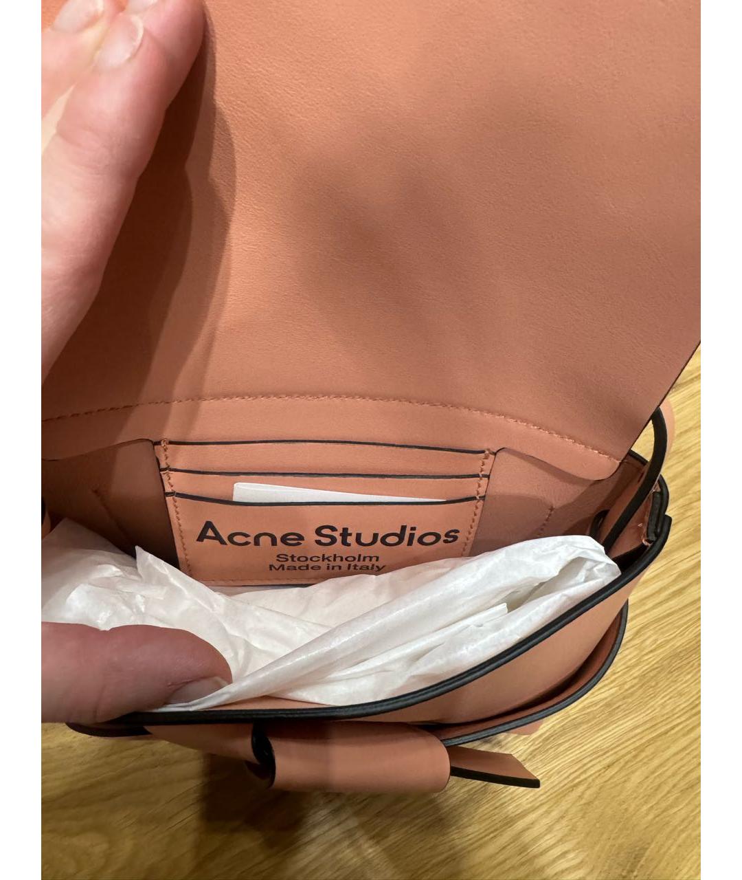 ACNE STUDIOS Розовая кожаная сумка через плечо, фото 4