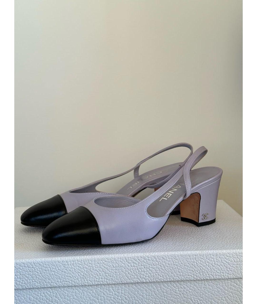 CHANEL PRE-OWNED Фиолетовые кожаные туфли, фото 3