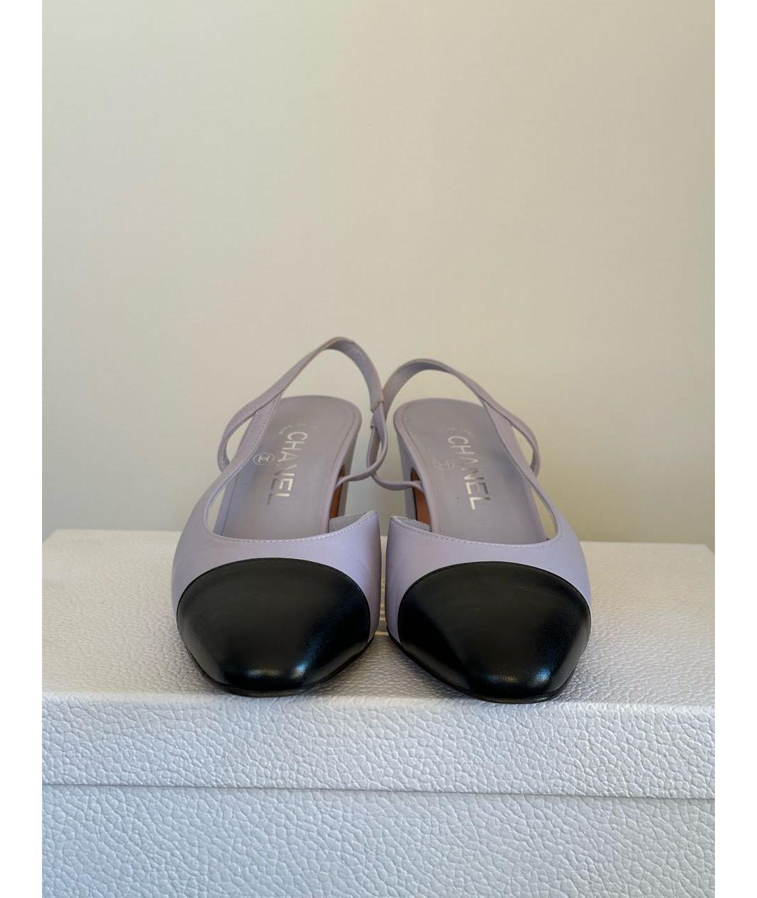 CHANEL PRE-OWNED Фиолетовые кожаные туфли, фото 2