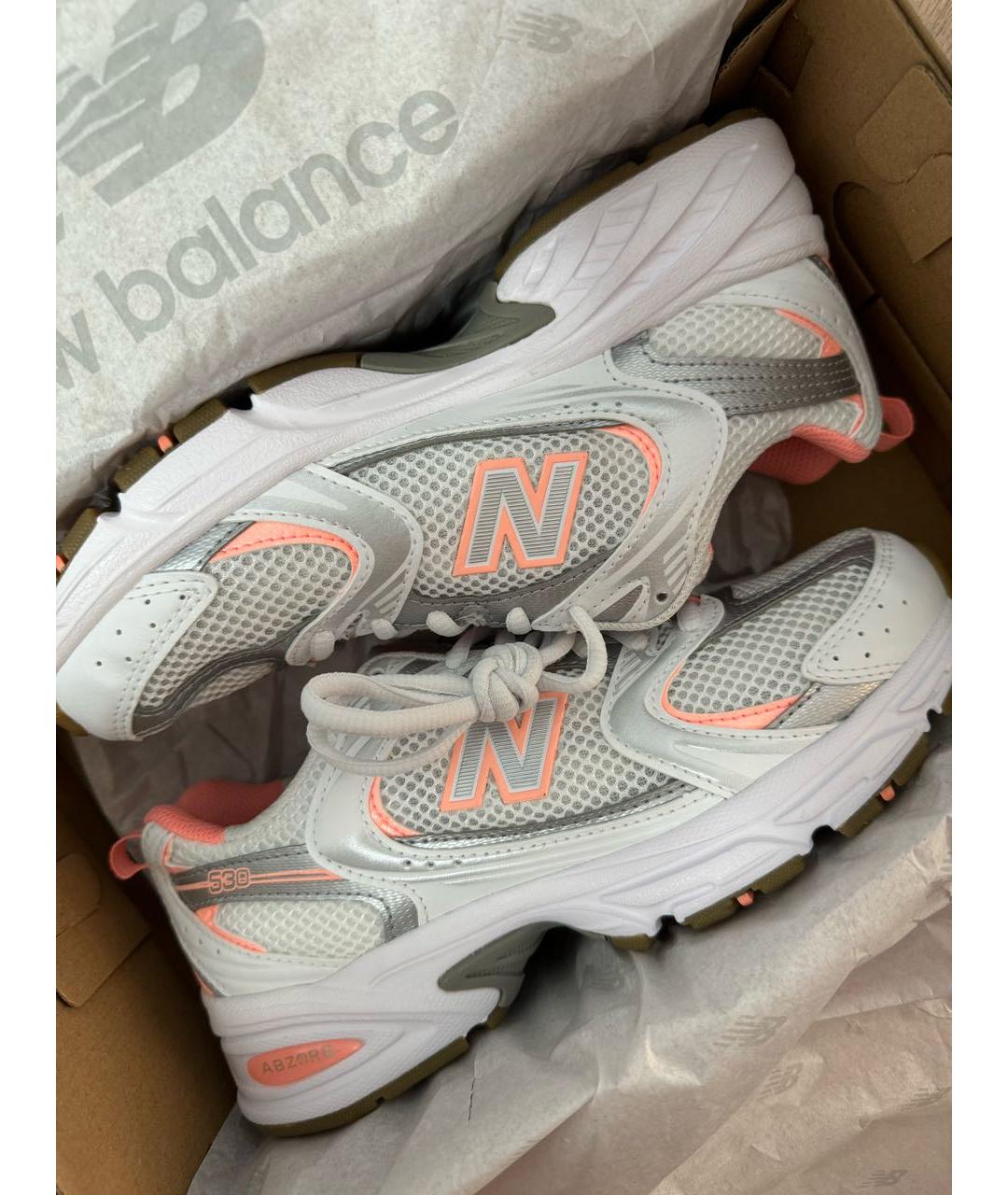 NEW BALANCE Белые текстильные кроссовки, фото 6