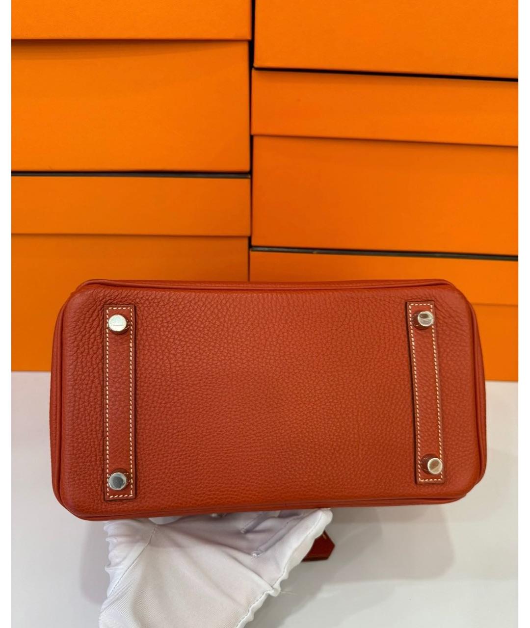 HERMES PRE-OWNED Оранжевая кожаная сумка с короткими ручками, фото 5