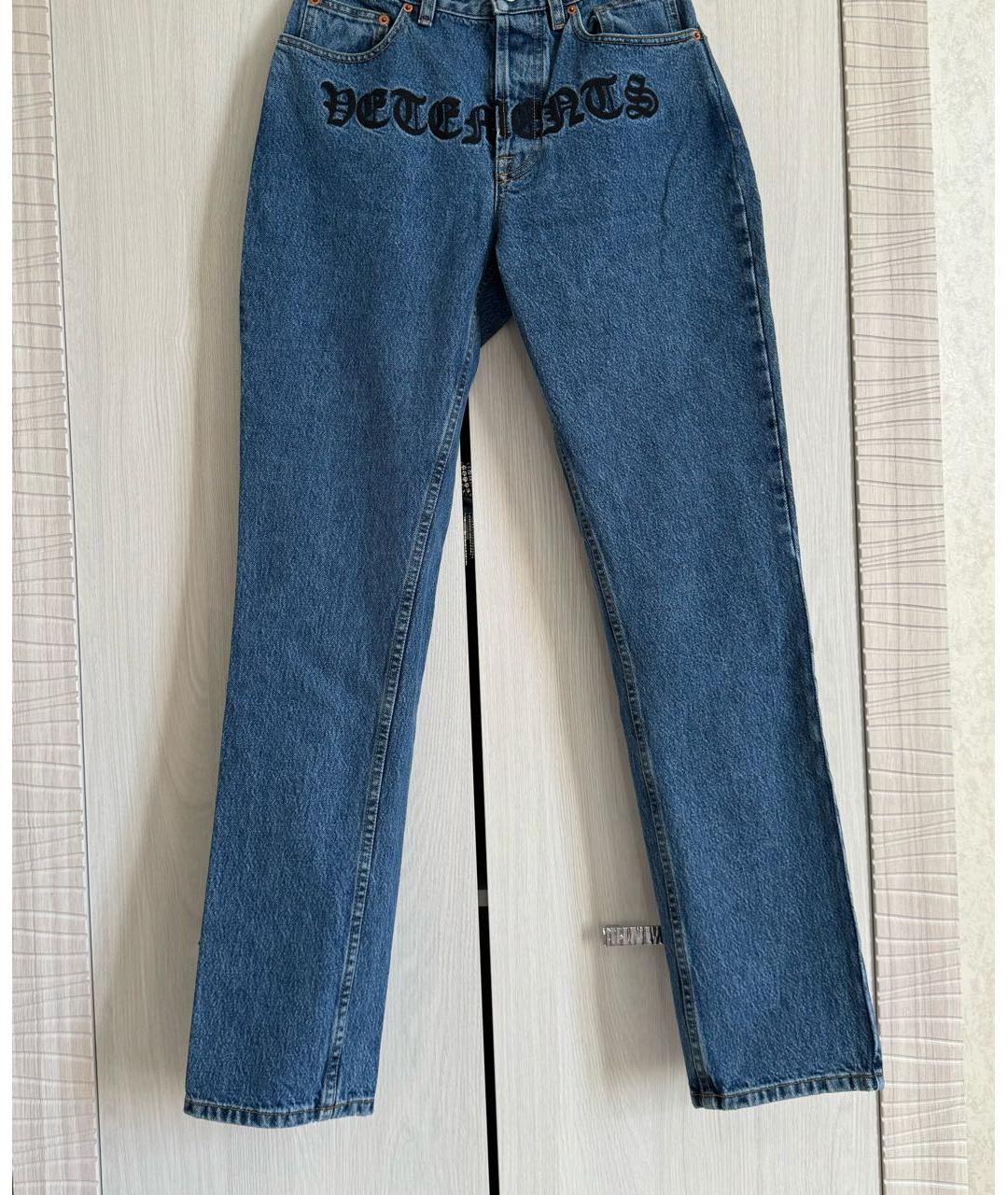 VETEMENTS Синие хлопковые джинсы слим, фото 2