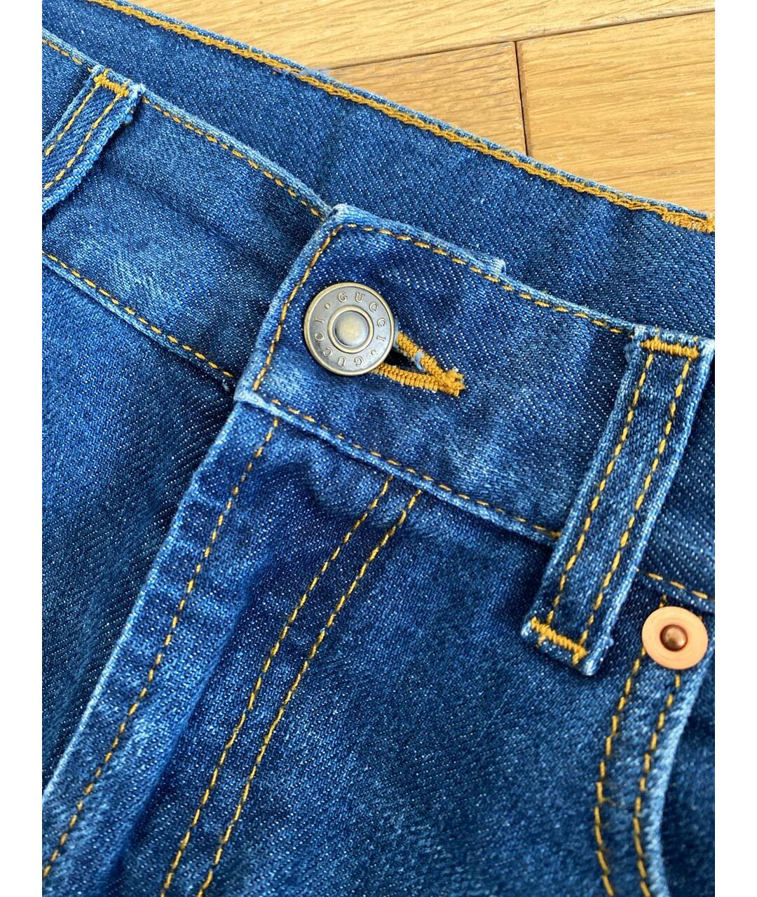 GUCCI Темно-синие хлопковые прямые джинсы, фото 4