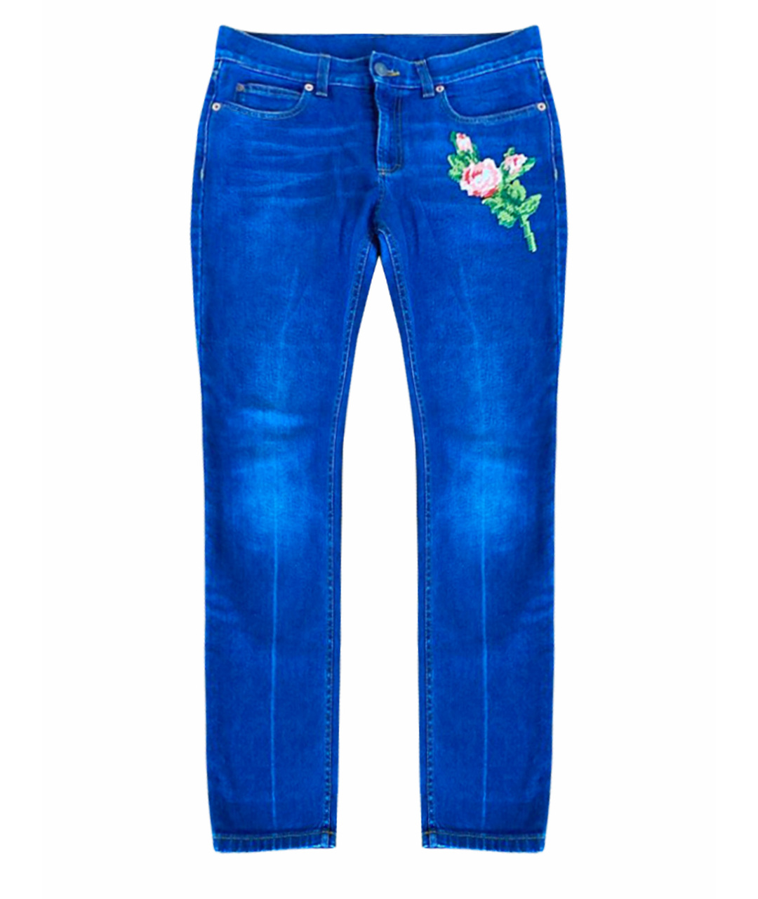 GUCCI Темно-синие хлопковые прямые джинсы, фото 1