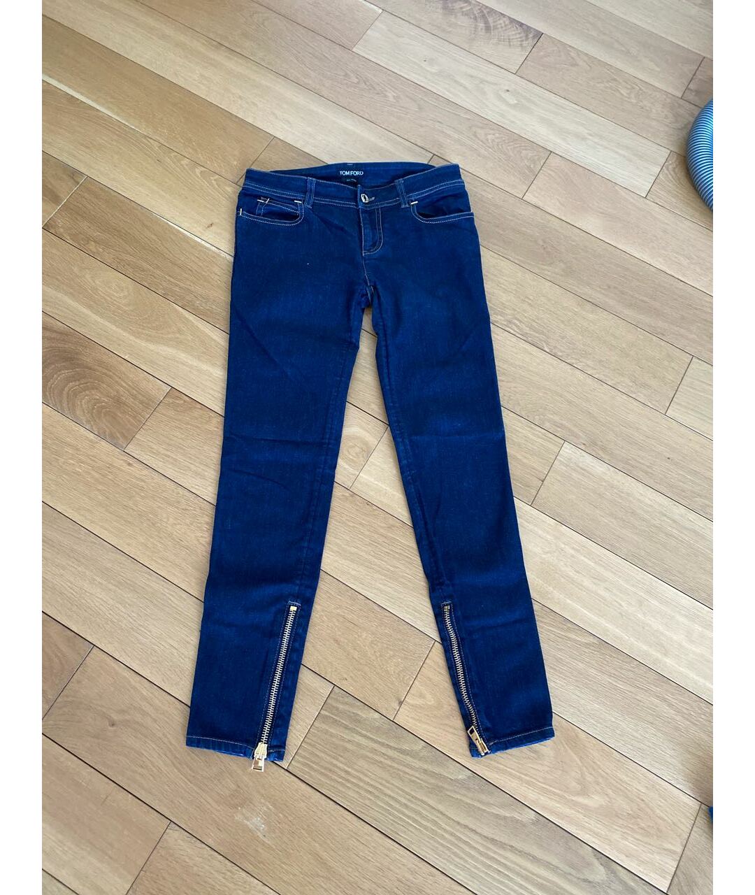 TOM FORD Темно-синие хлопко-эластановые джинсы слим, фото 7