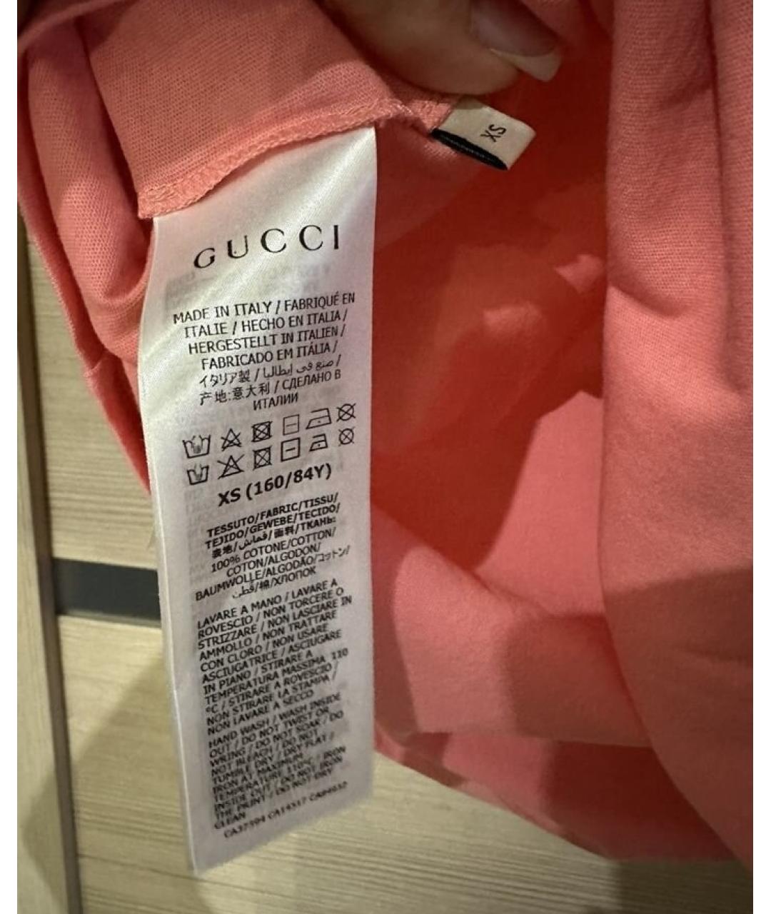 GUCCI Розовая хлопковая футболка, фото 7