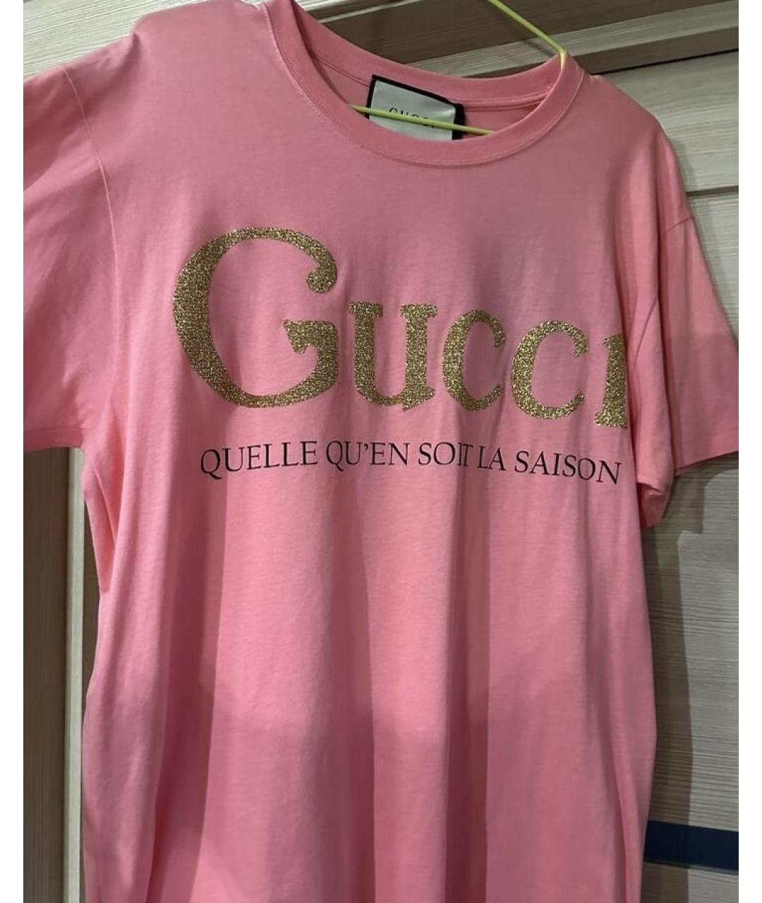 GUCCI Розовая хлопковая футболка, фото 4
