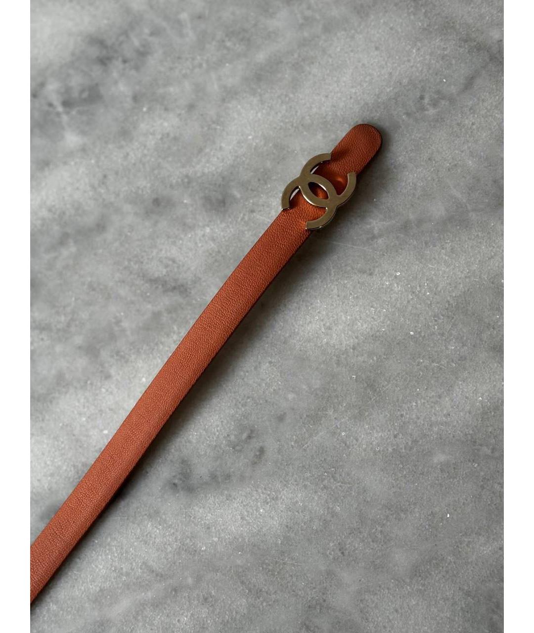 CHANEL Оранжевый кожаный ремень, фото 9