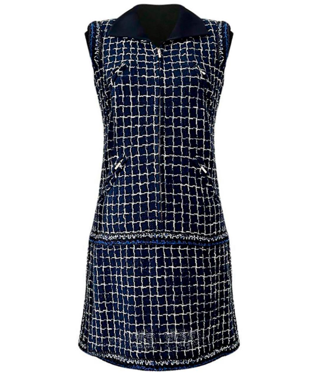 CHANEL PRE-OWNED Темно-синее твидовое коктейльное платье, фото 1