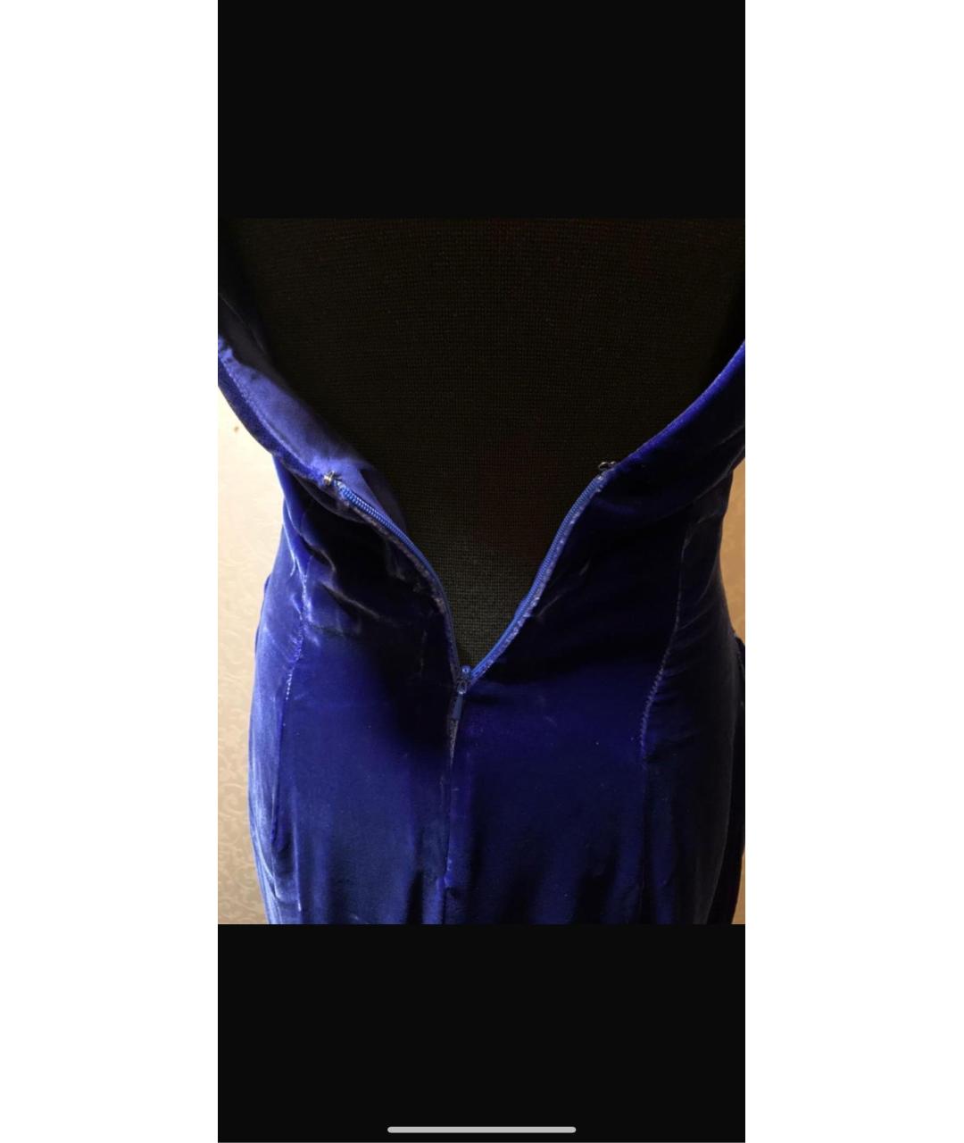 CHRISTIAN DIOR Темно-синее бархатное вечернее платье, фото 2