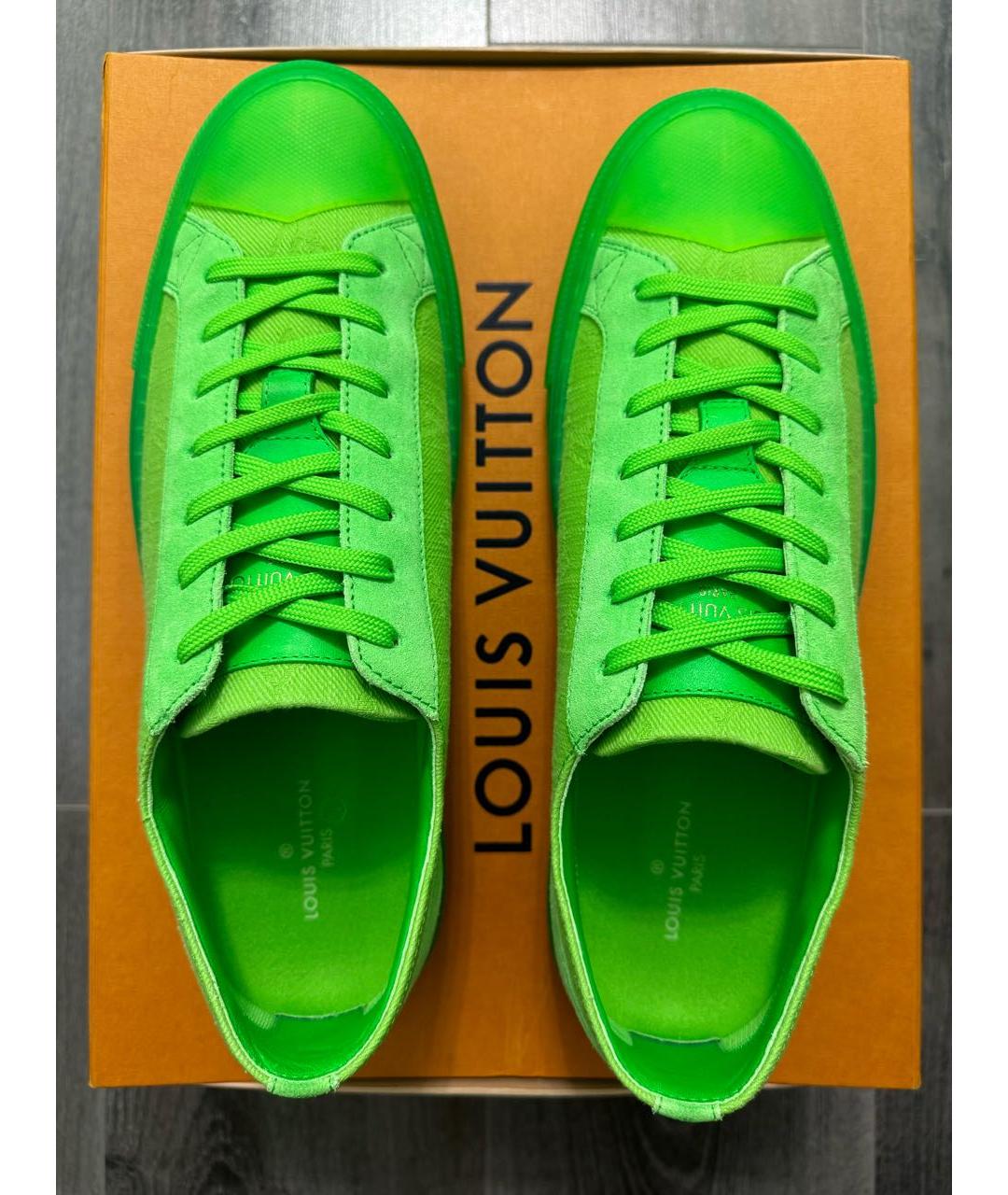 LOUIS VUITTON PRE-OWNED Салатовые текстильные низкие кроссовки / кеды, фото 3