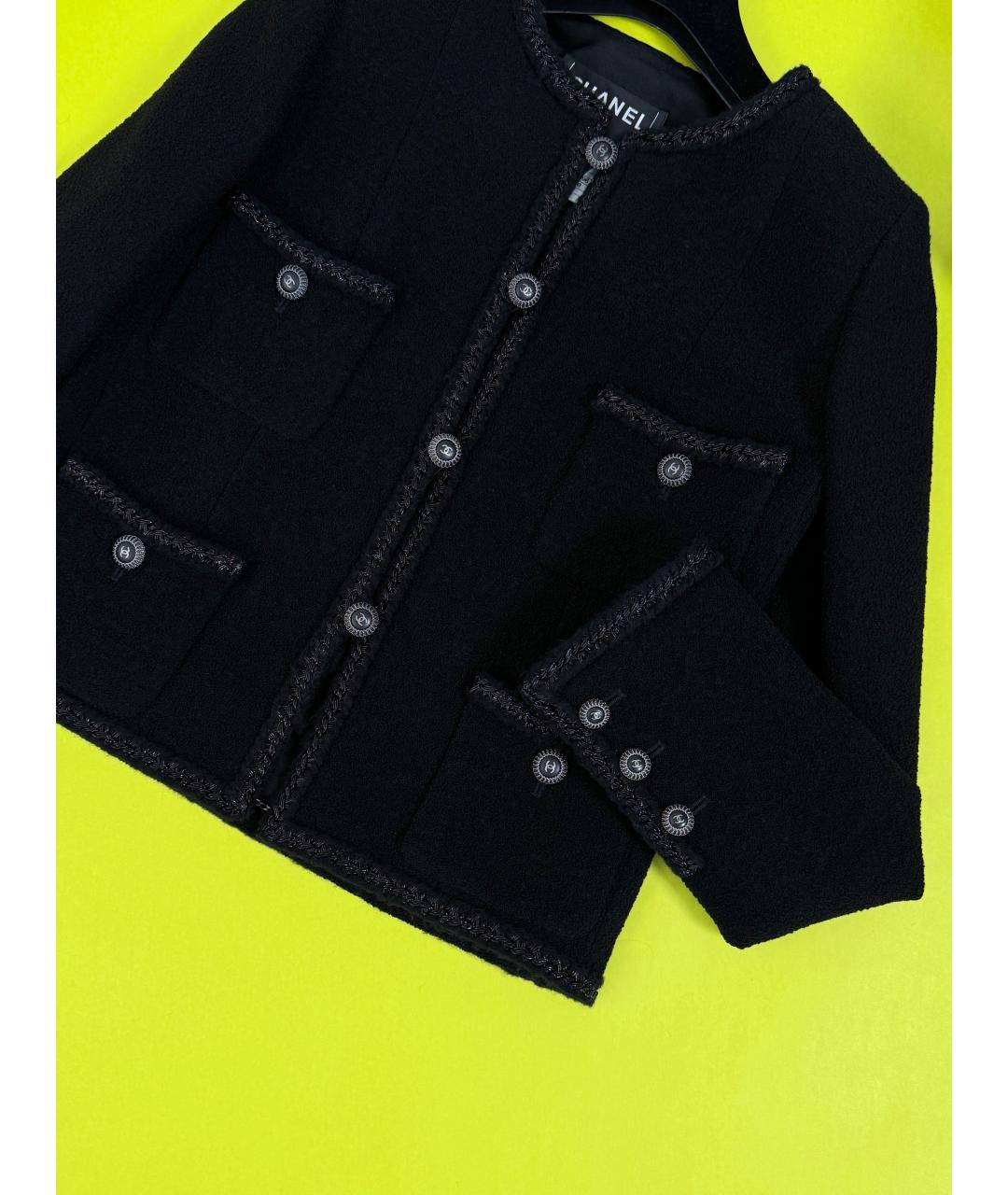 CHANEL PRE-OWNED Черный твидовый жакет/пиджак, фото 9