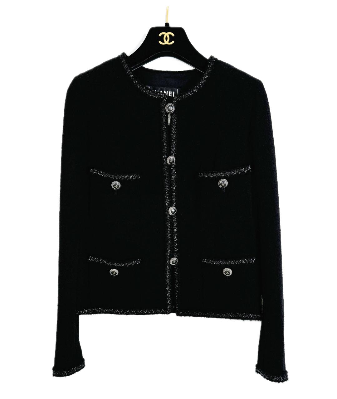 CHANEL PRE-OWNED Черный твидовый жакет/пиджак, фото 10
