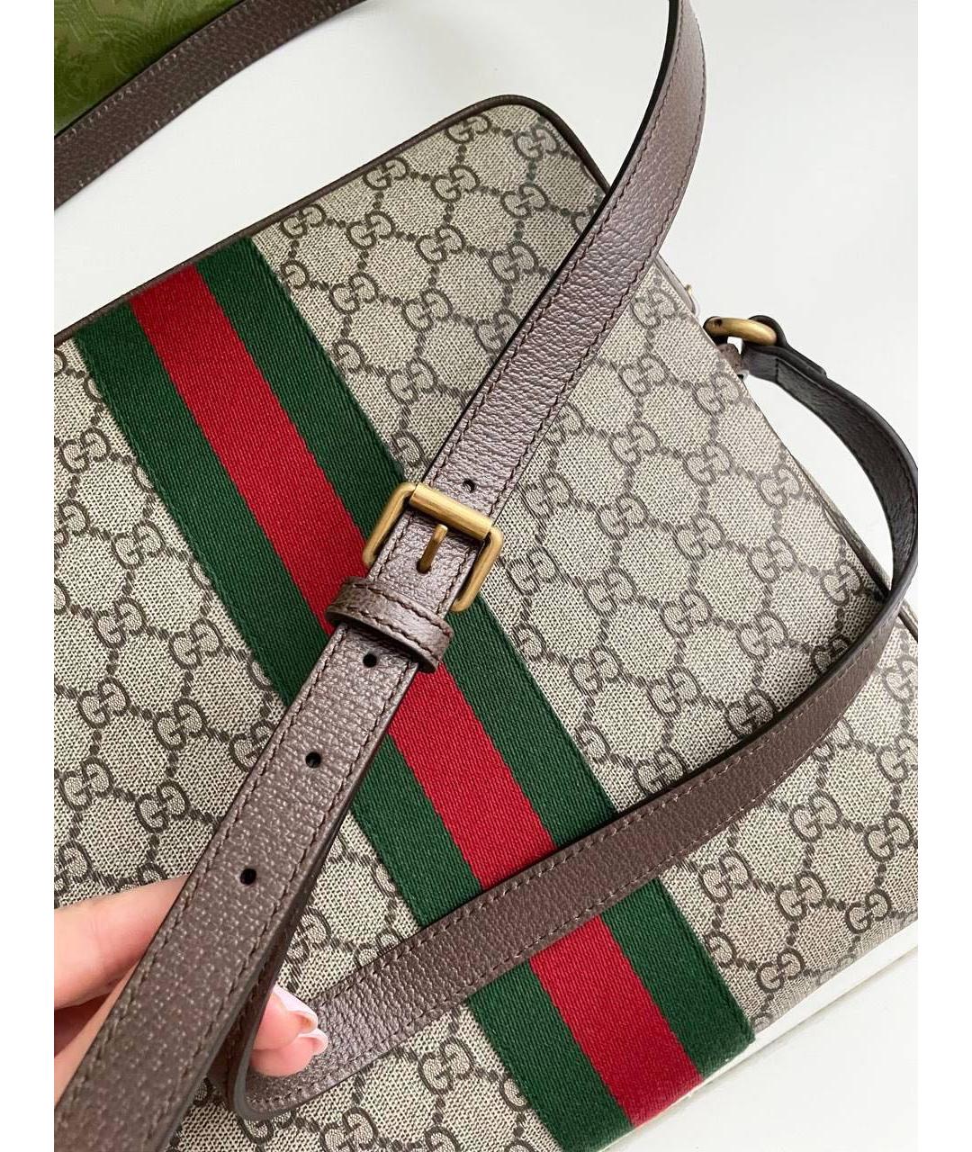 GUCCI Коричневая кожаная сумка на плечо, фото 2