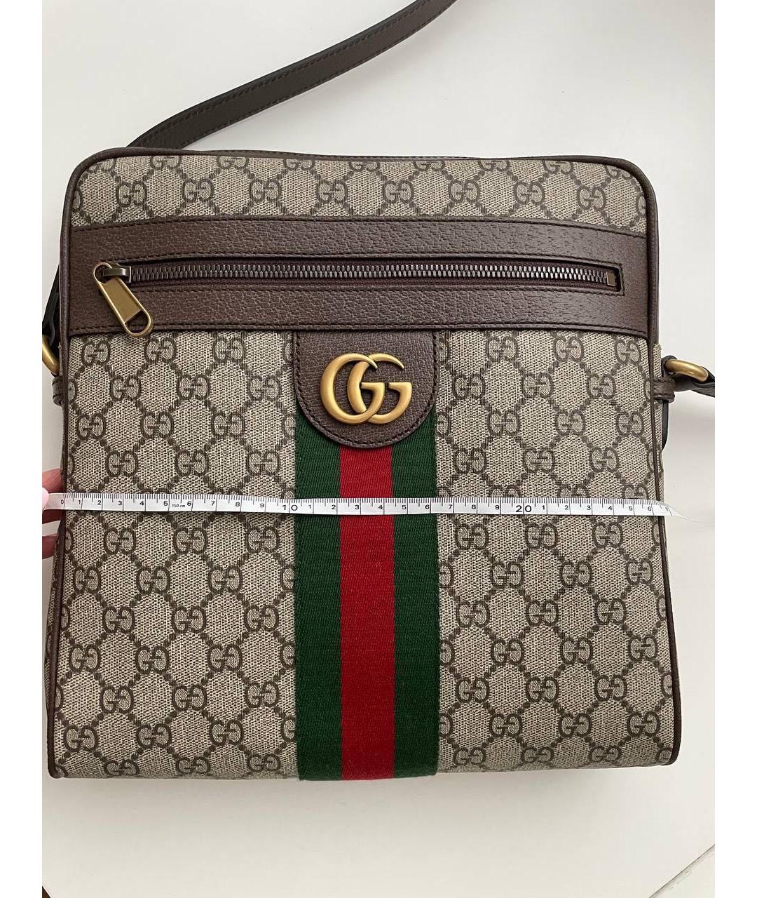 GUCCI Коричневая кожаная сумка на плечо, фото 5