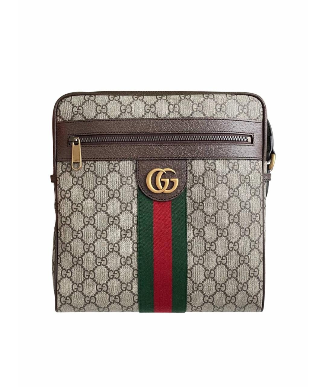 GUCCI Коричневая кожаная сумка на плечо, фото 1