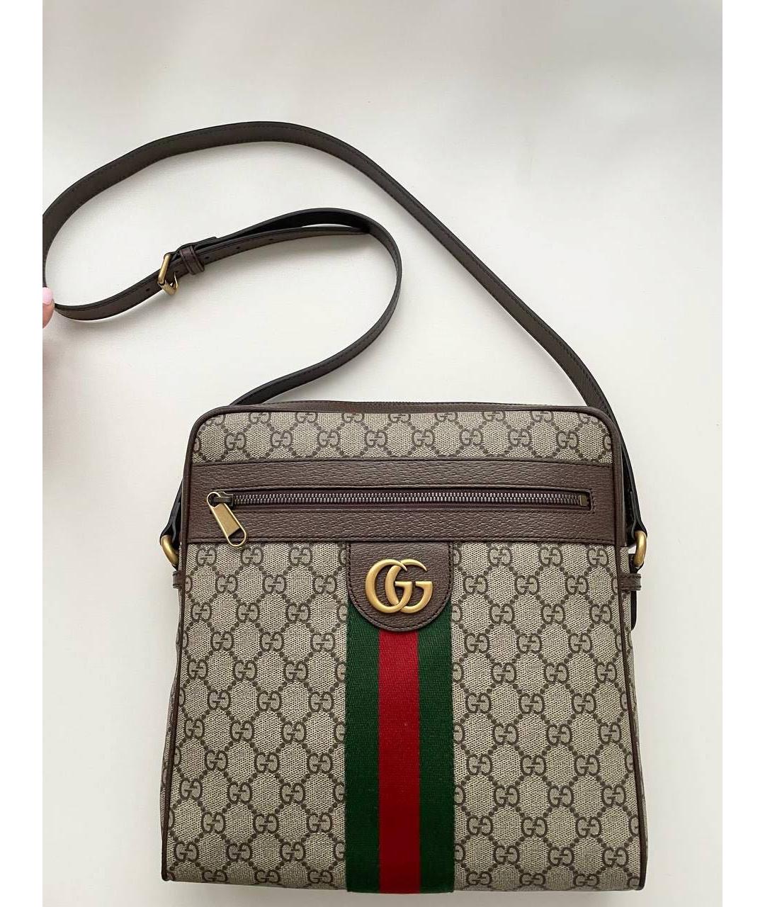 GUCCI Коричневая кожаная сумка на плечо, фото 8