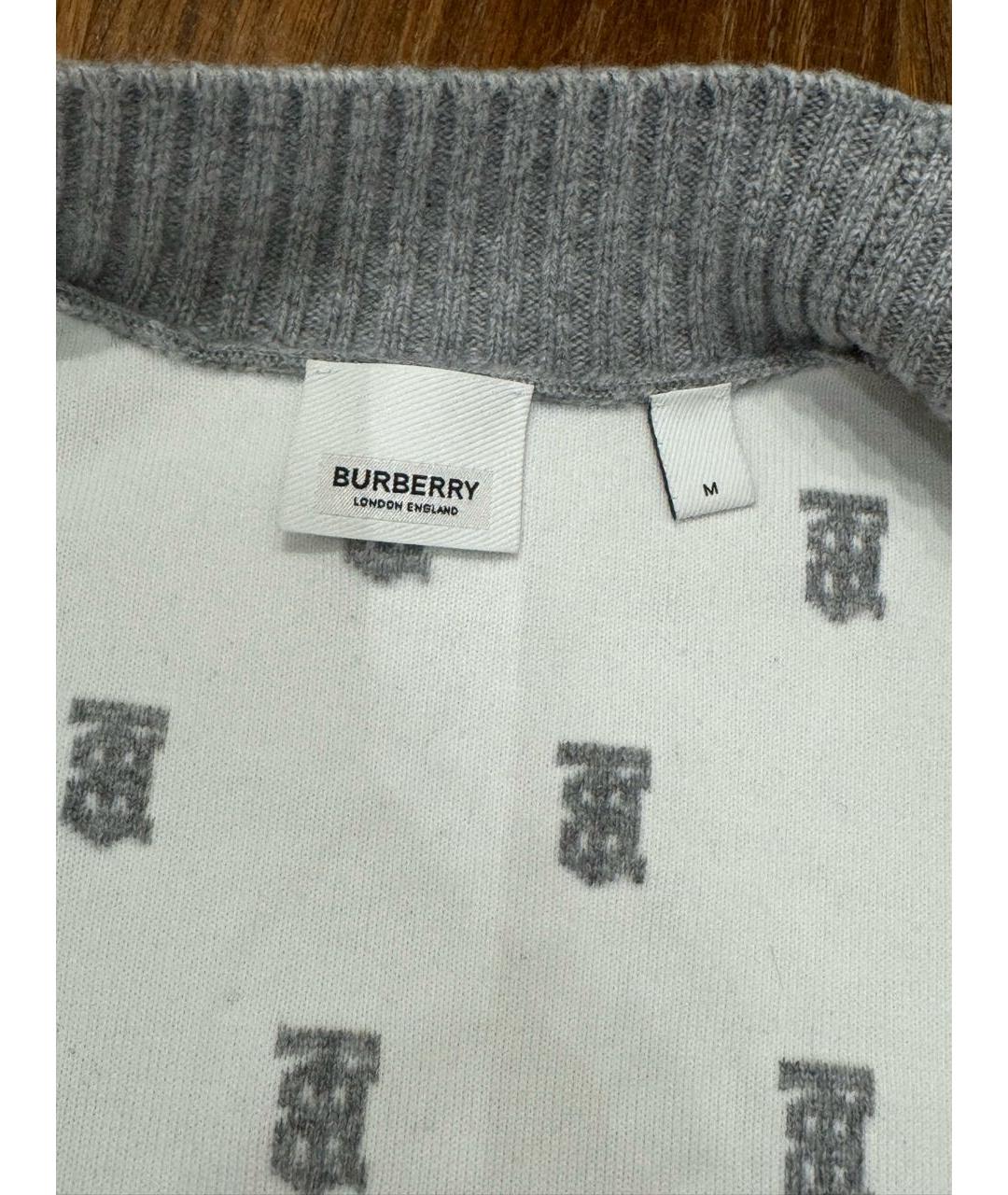 BURBERRY Серый шерстяной кардиган, фото 4