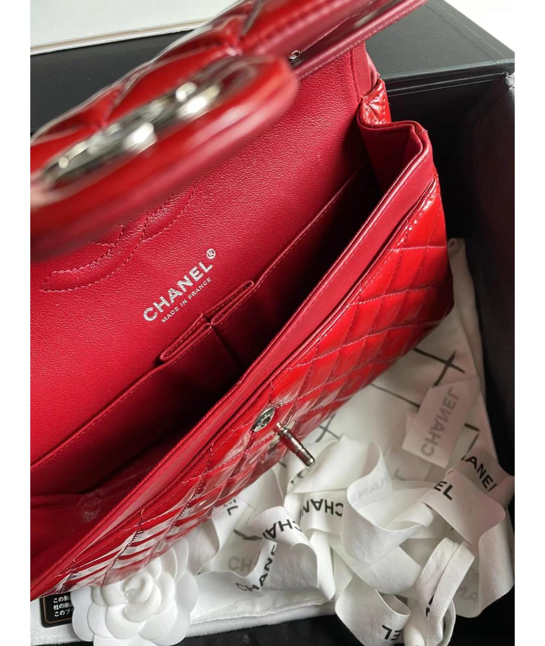CHANEL PRE-OWNED Красная сумка через плечо из лакированной кожи, фото 6
