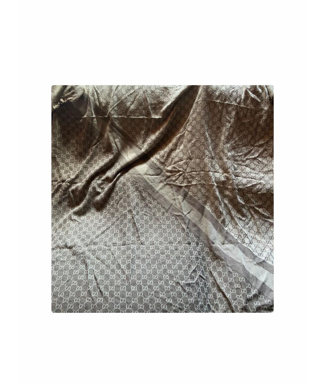 GUCCI Серый шерстяной шарф, фото 1