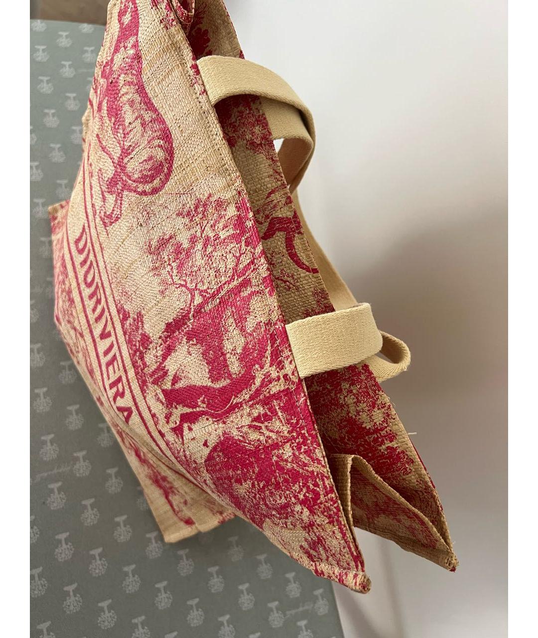 CHRISTIAN DIOR Розовая тканевая пляжная сумка, фото 4