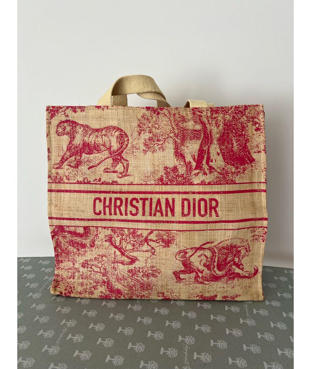 CHRISTIAN DIOR PRE-OWNED Розовая тканевая пляжная сумка, фото 5