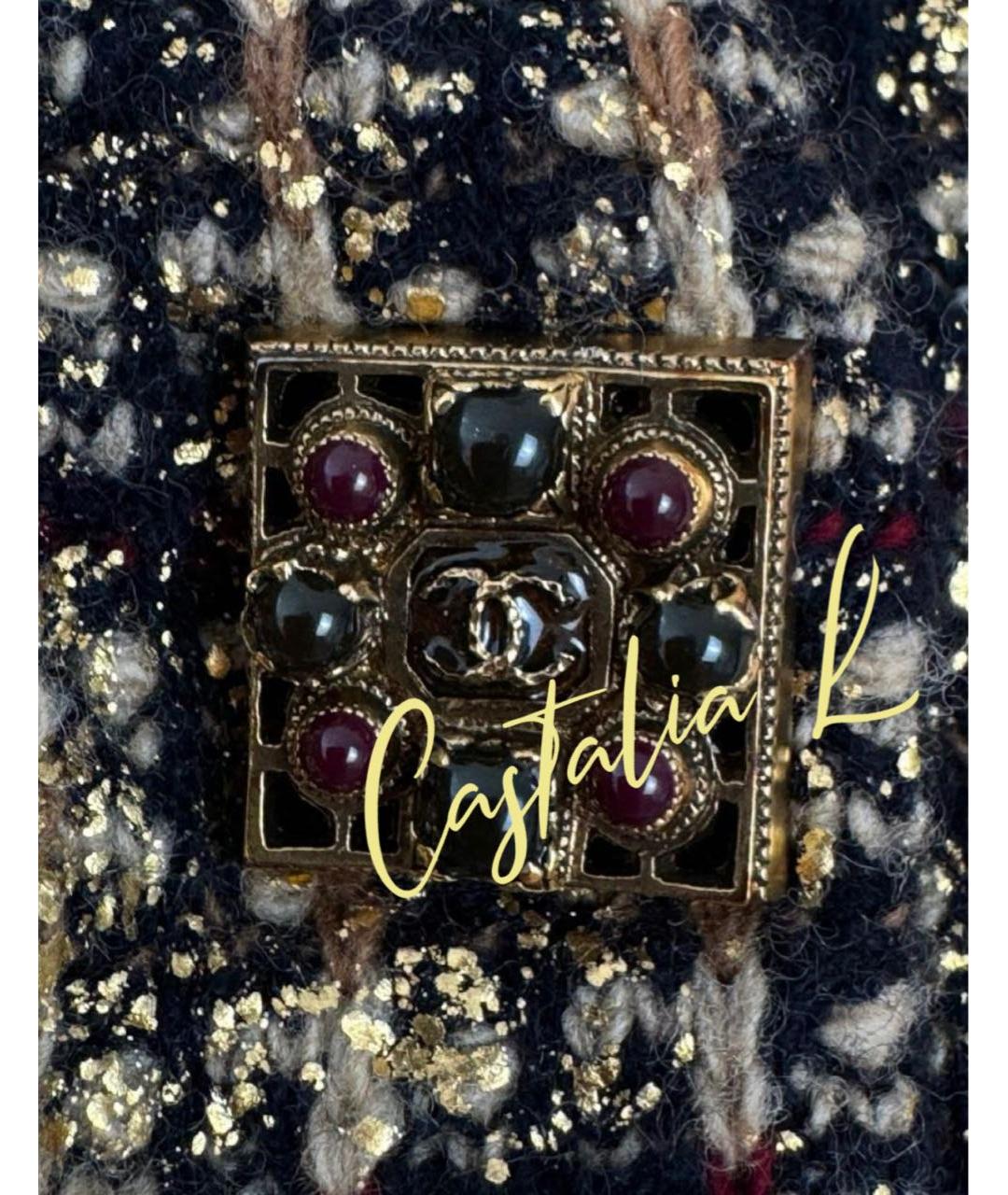 CHANEL PRE-OWNED Золотое кашемировое коктейльное платье, фото 6