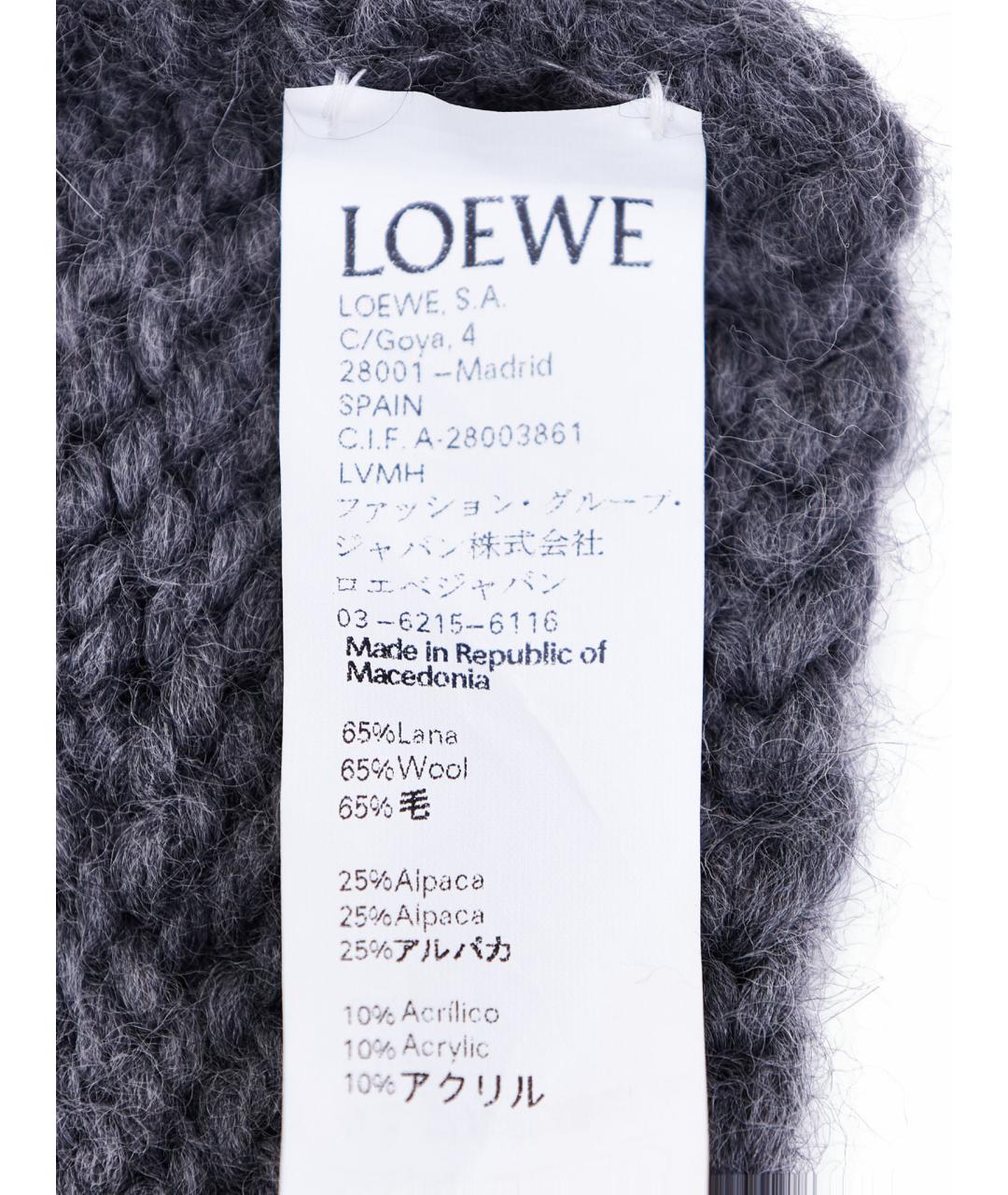 LOEWE Серый шерстяной шарф, фото 7