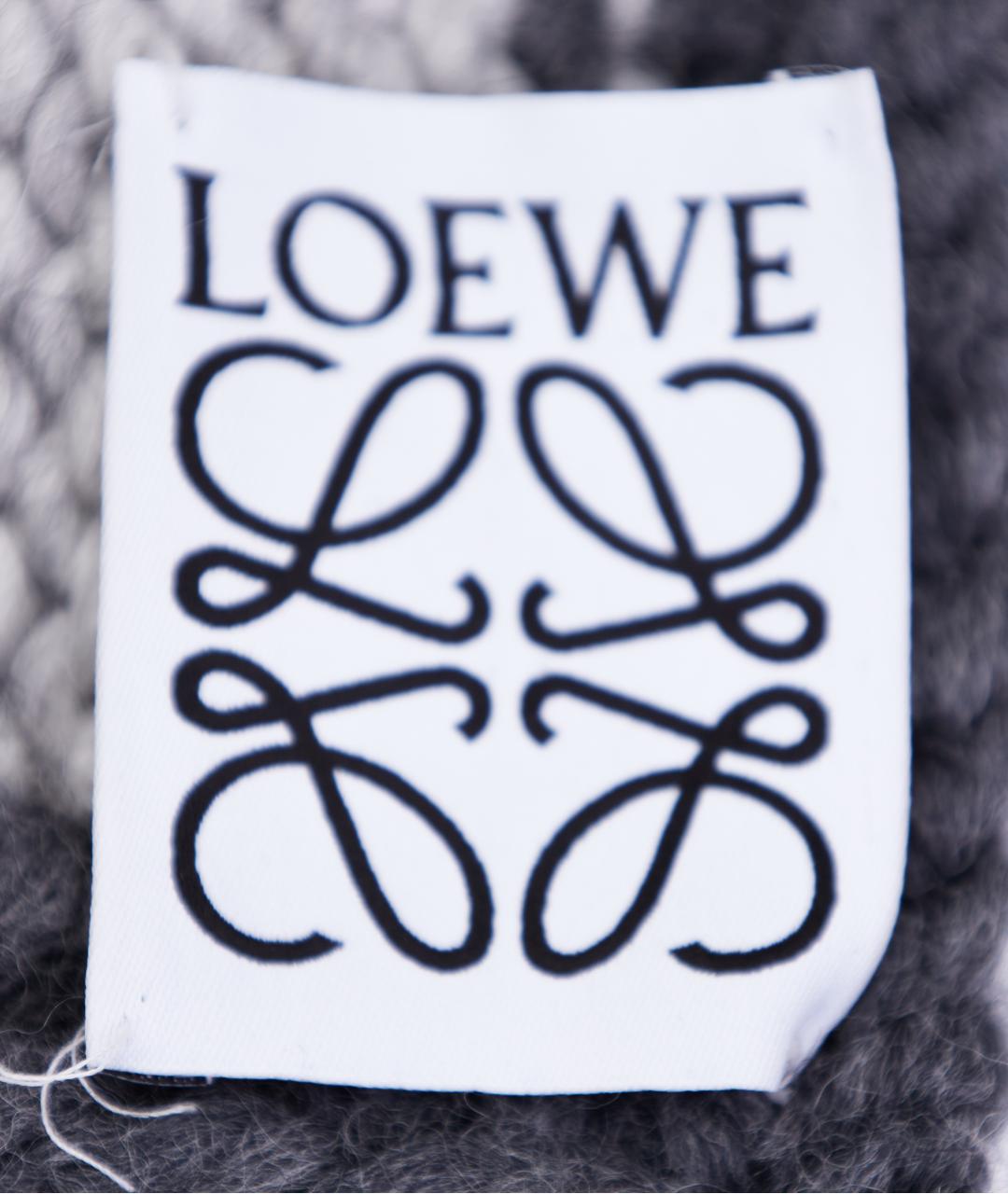 LOEWE Серый шерстяной шарф, фото 5