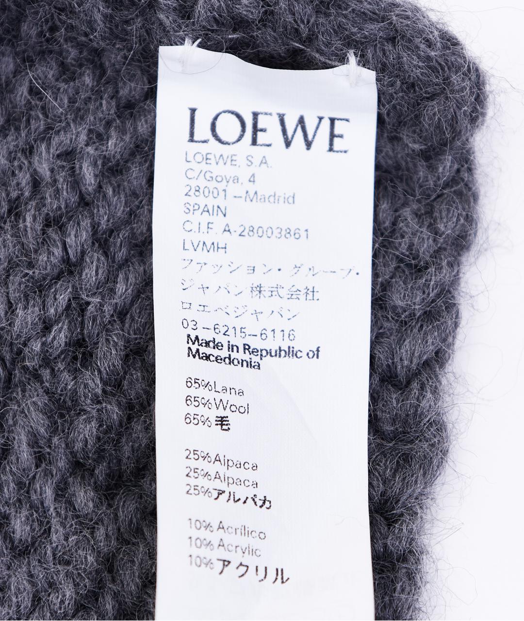 LOEWE Серый шерстяной шарф, фото 6