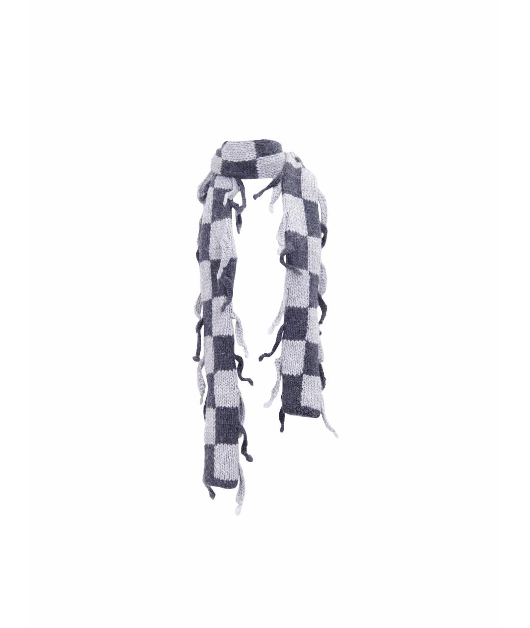 LOEWE Серый шерстяной шарф, фото 1