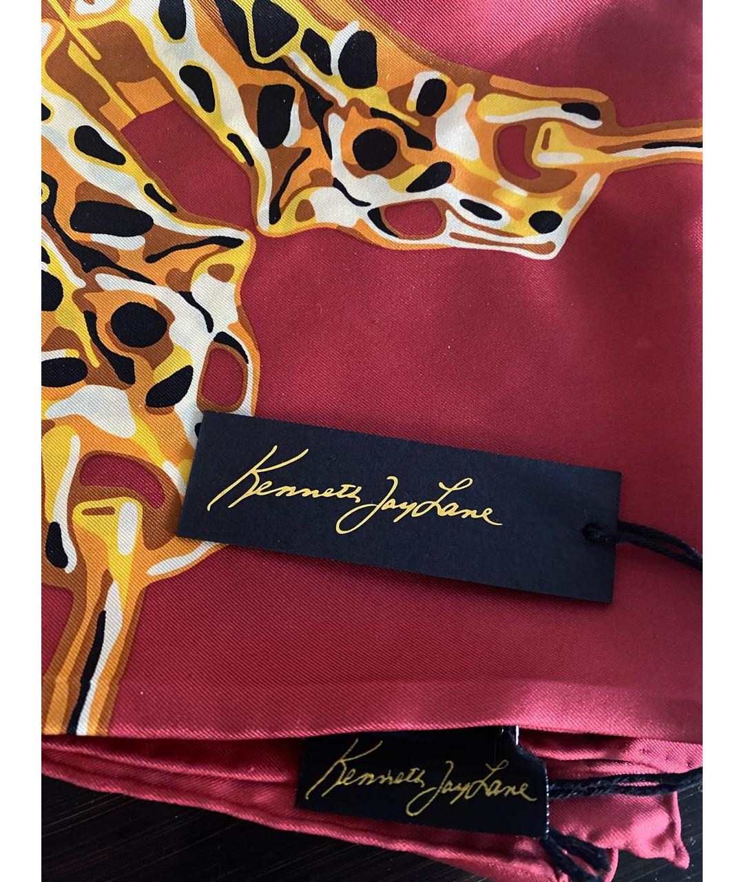 KENNETH JAY LANE Бордовый шелковый платок, фото 3
