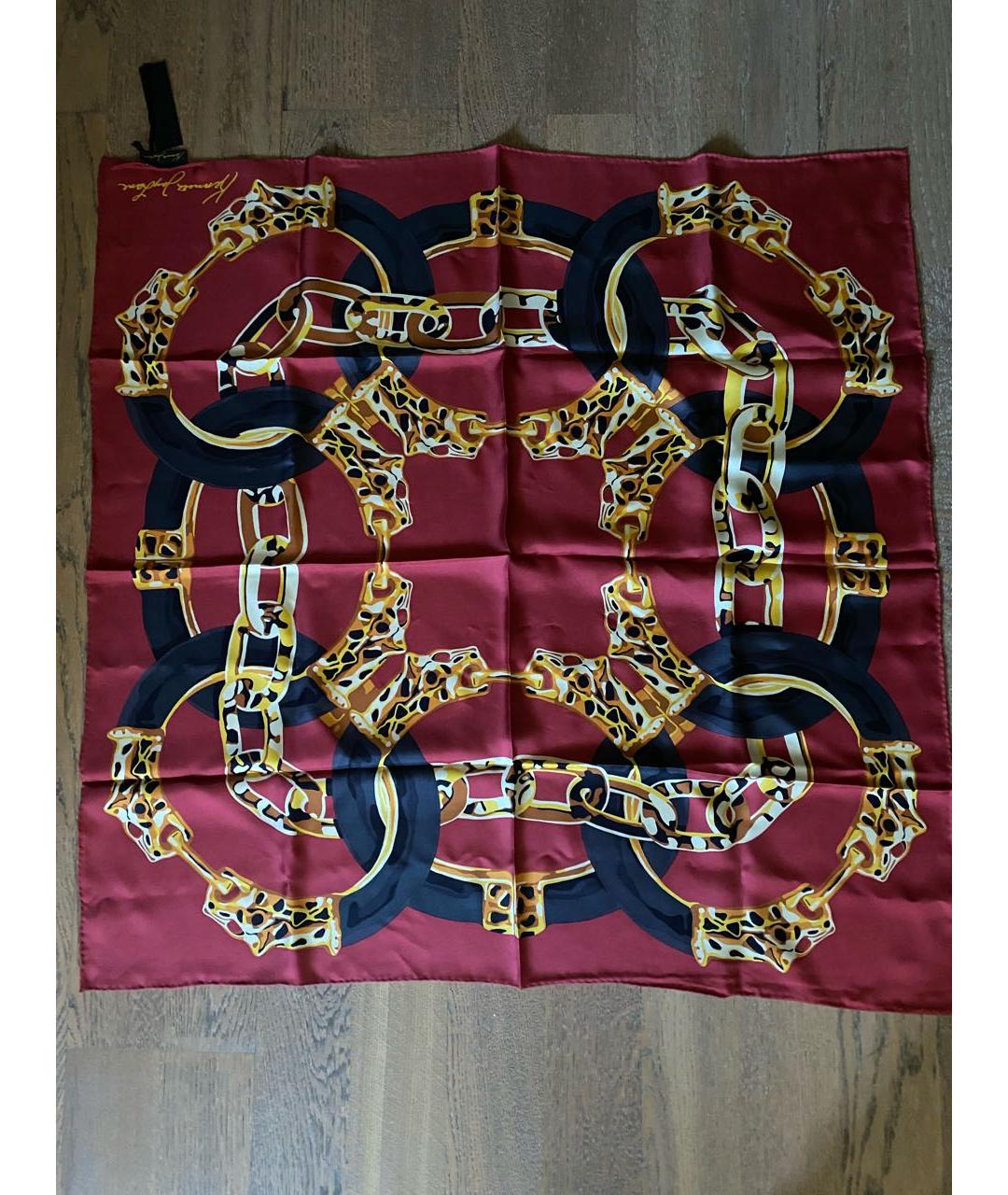 KENNETH JAY LANE Бордовый шелковый платок, фото 4