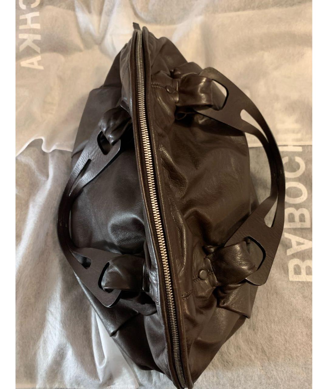 JIL SANDER Коричневая кожаная сумка с короткими ручками, фото 6