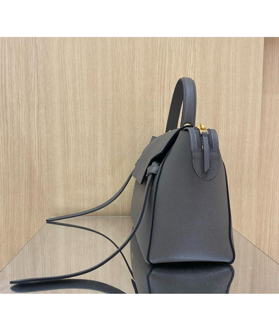 CELINE PRE-OWNED Серая кожаная сумка с короткими ручками, фото 3