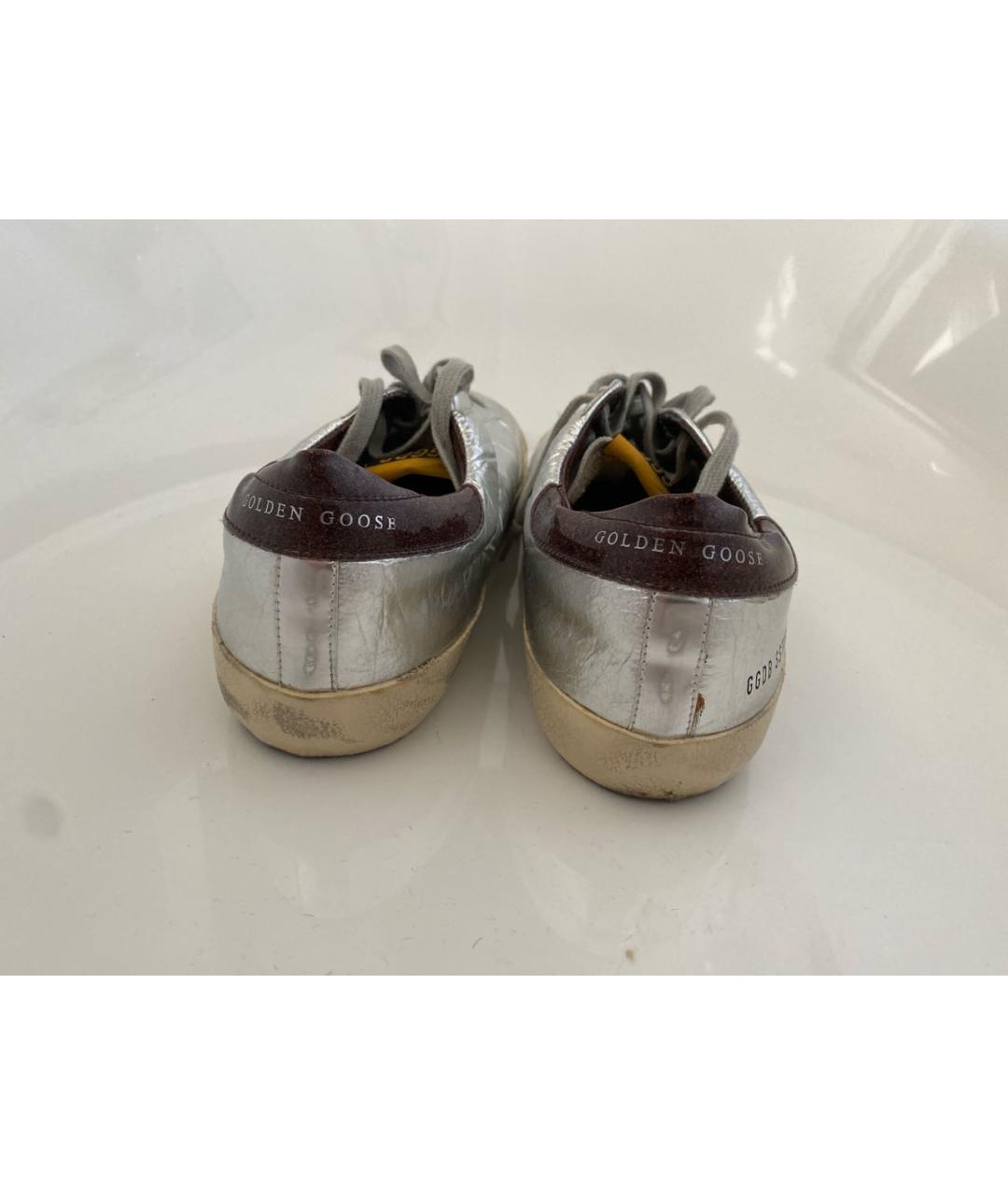 GOLDEN GOOSE DELUXE BRAND Серебряные низкие кроссовки / кеды из искусственной кожи, фото 4