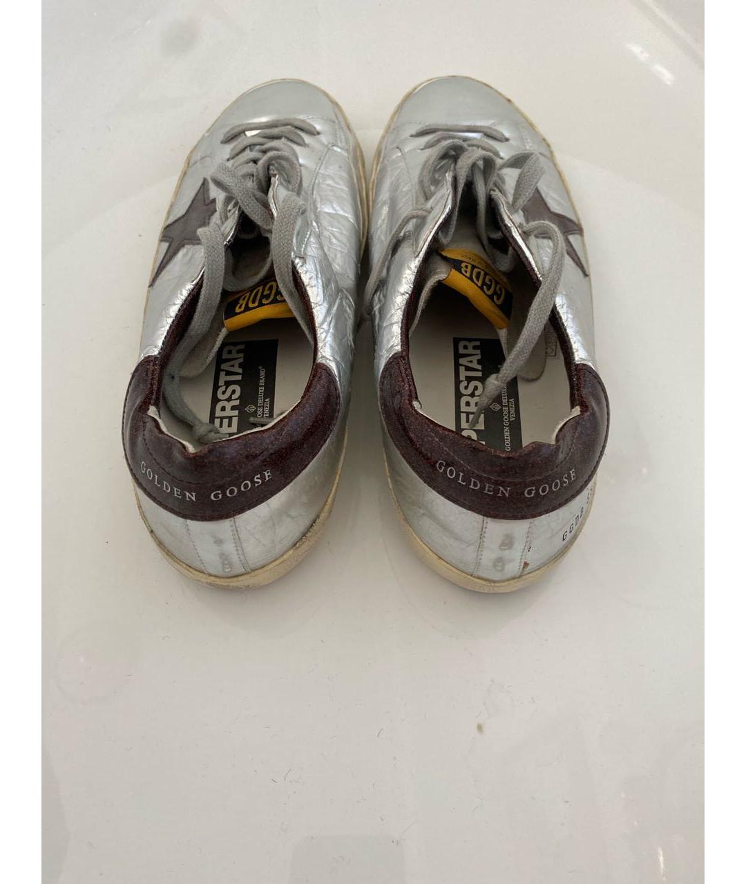 GOLDEN GOOSE DELUXE BRAND Серебряные низкие кроссовки / кеды из искусственной кожи, фото 3