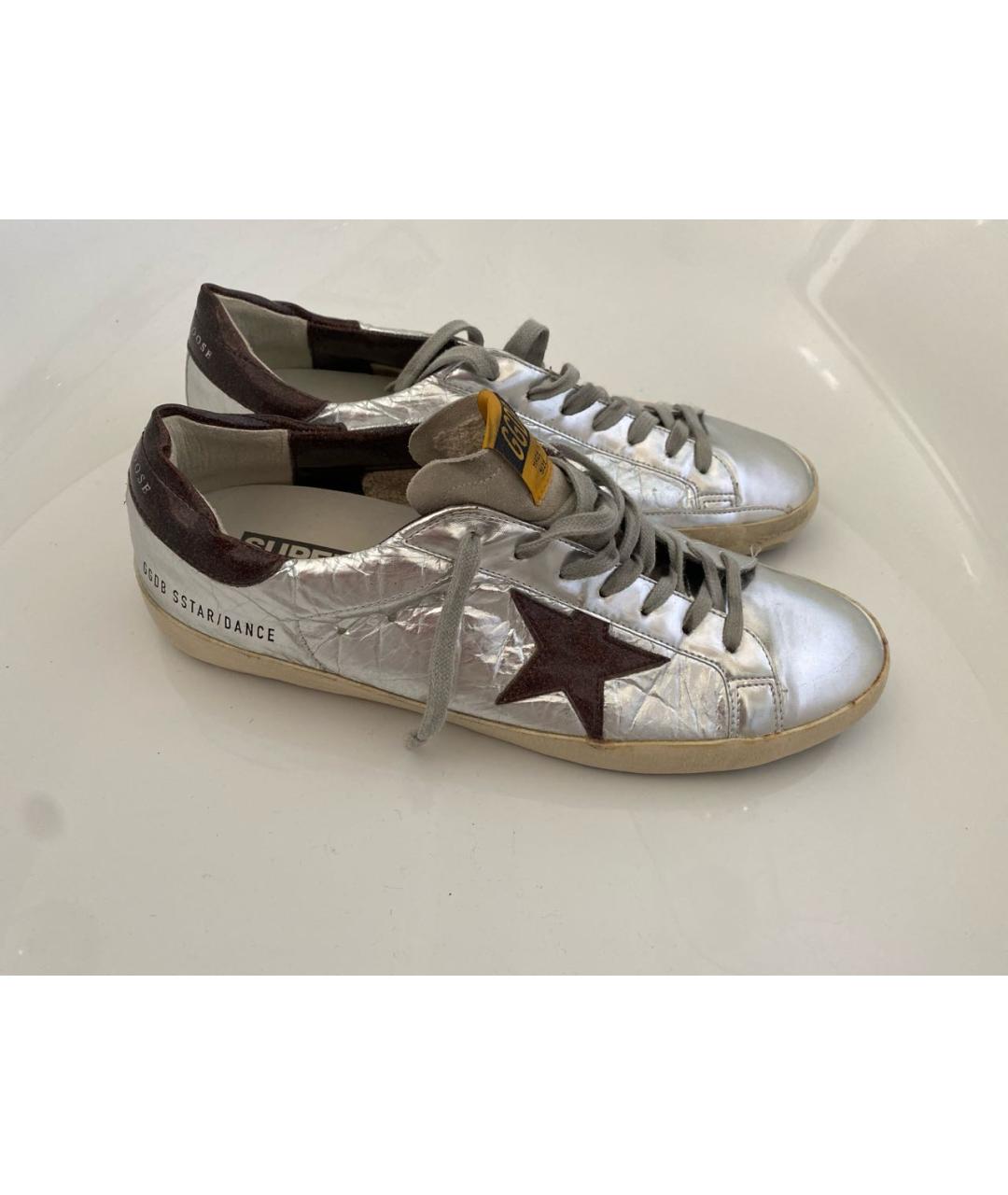 GOLDEN GOOSE DELUXE BRAND Серебряные низкие кроссовки / кеды из искусственной кожи, фото 5