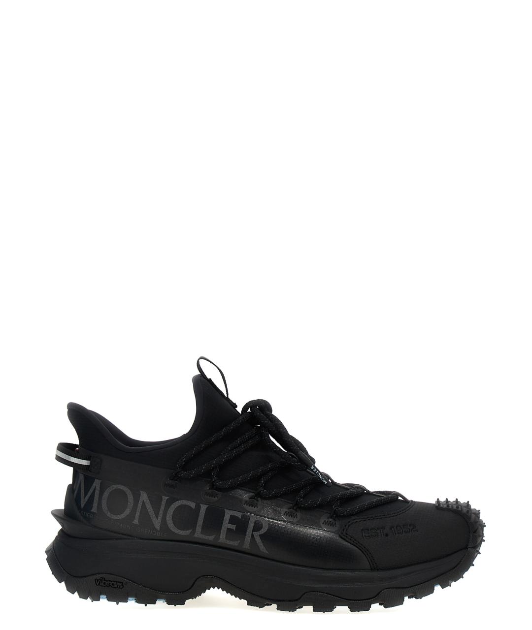 MONCLER Черные синтетические низкие кроссовки / кеды, фото 1