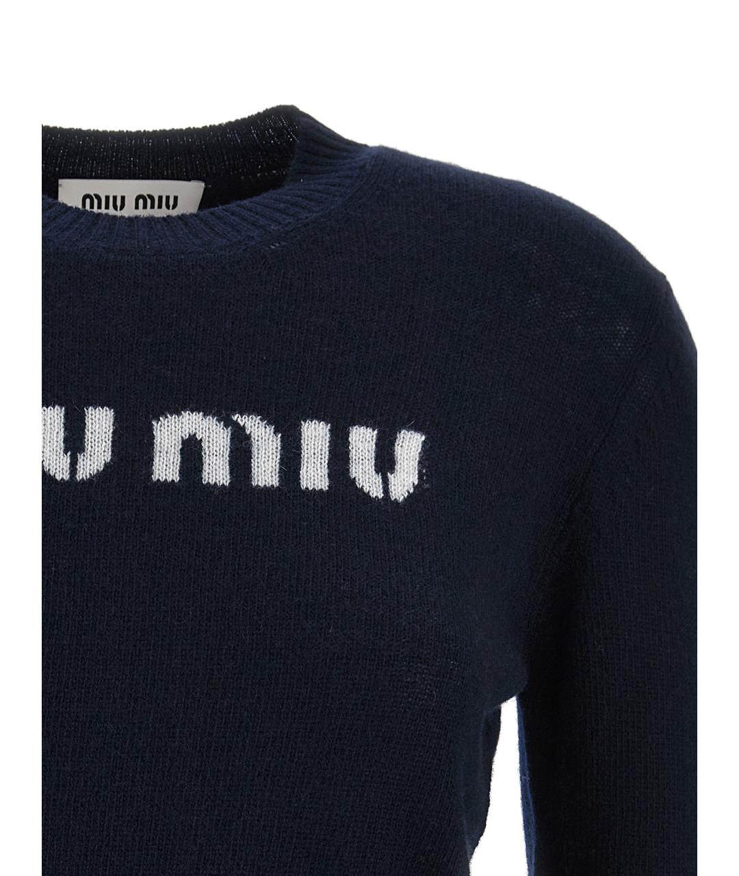 MIU MIU Темно-синий шерстяной джемпер / свитер, фото 3