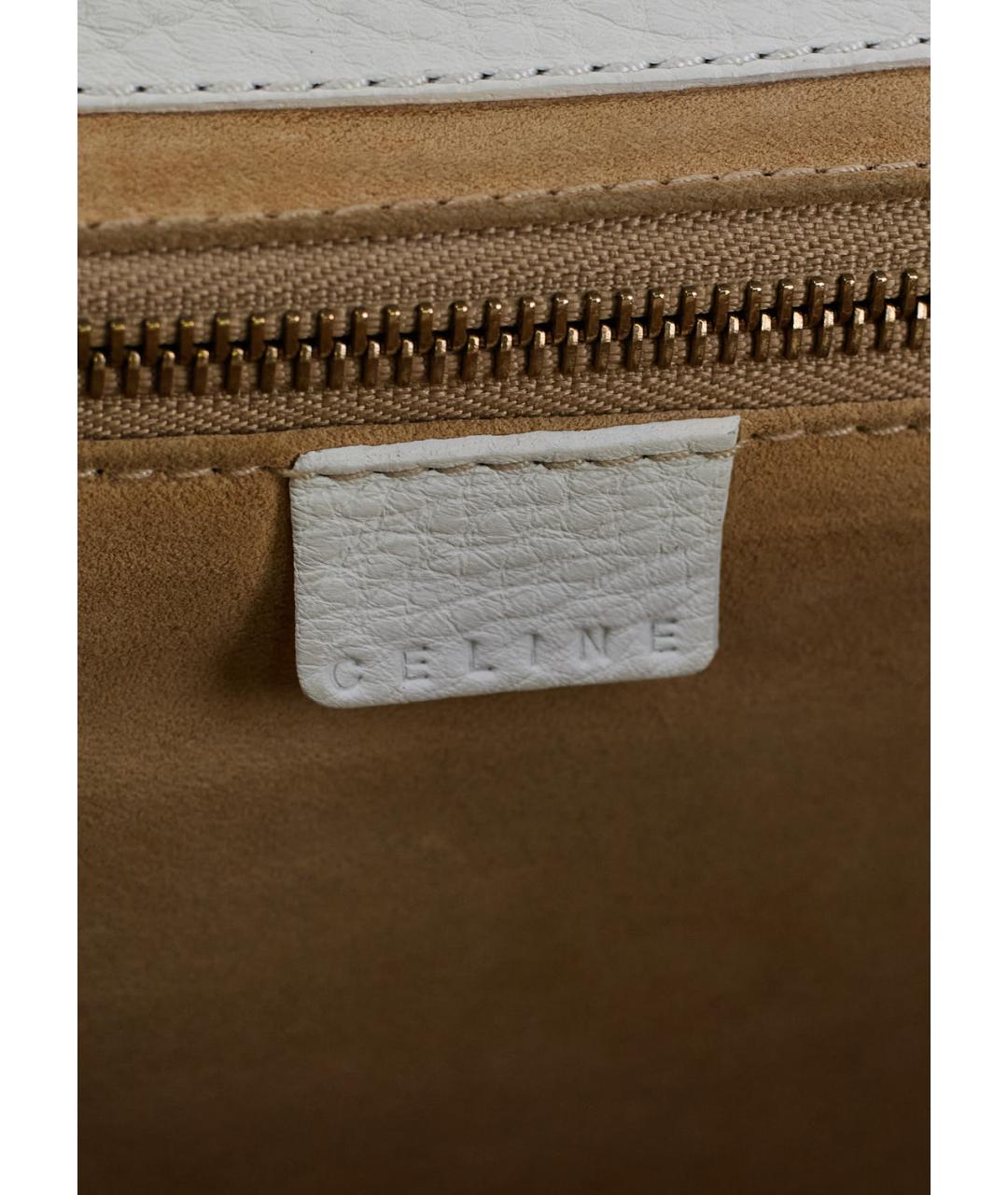 CELINE PRE-OWNED Белая кожаная сумка с короткими ручками, фото 5