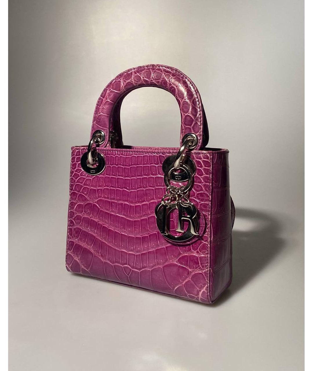 CHRISTIAN DIOR PRE-OWNED Фиолетовая сумка с короткими ручками из экзотической кожи, фото 3