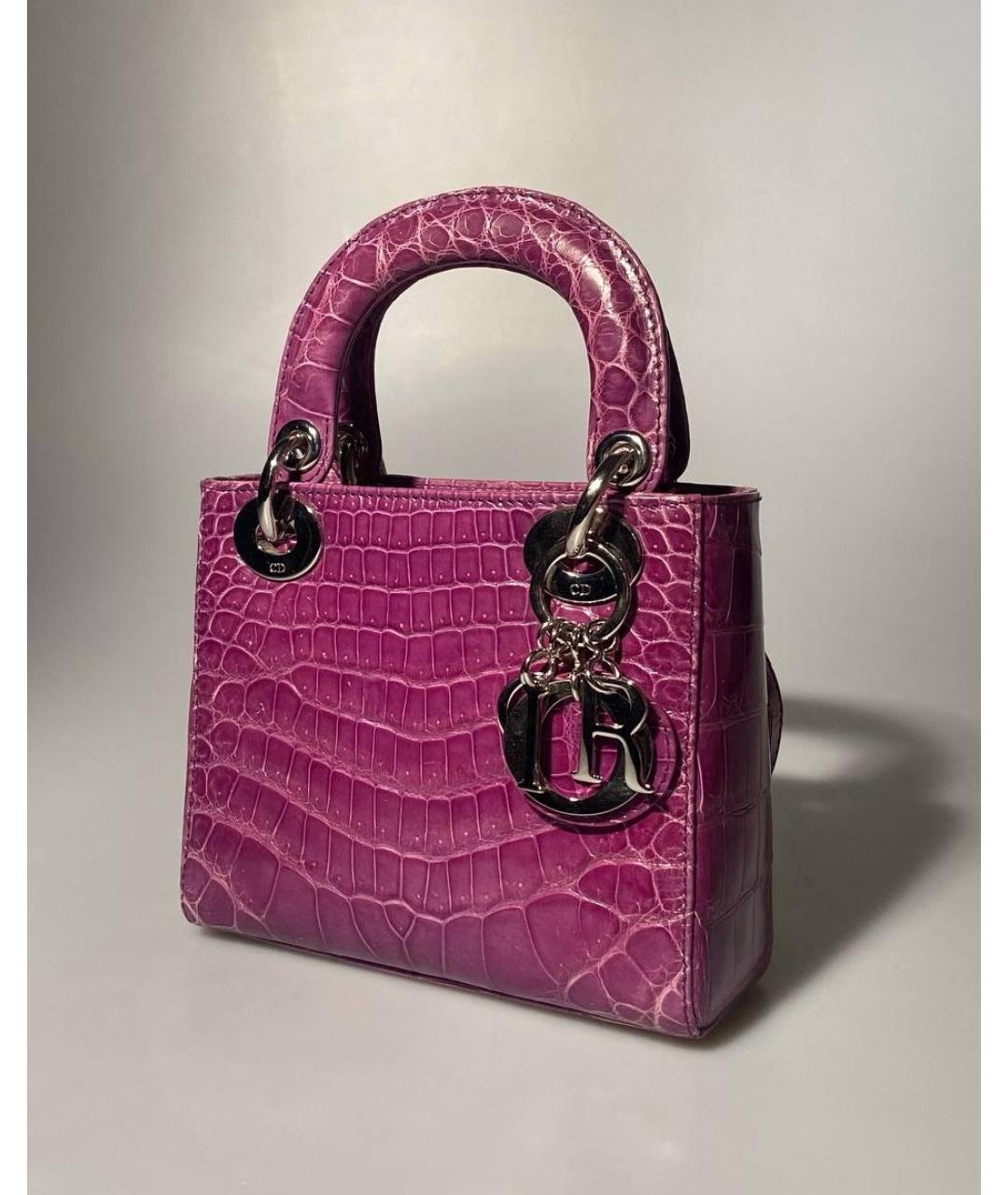 CHRISTIAN DIOR PRE-OWNED Фиолетовая сумка с короткими ручками из экзотической кожи, фото 2
