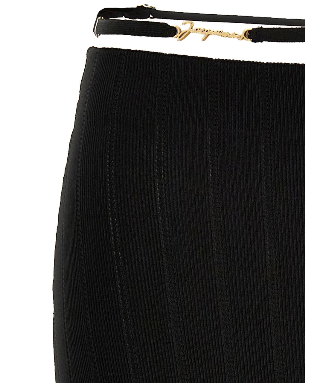JACQUEMUS Черная вискозная юбка миди, фото 3