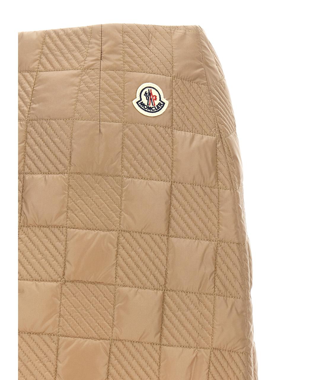 MONCLER Бежевая полиамидовая юбка мини, фото 4