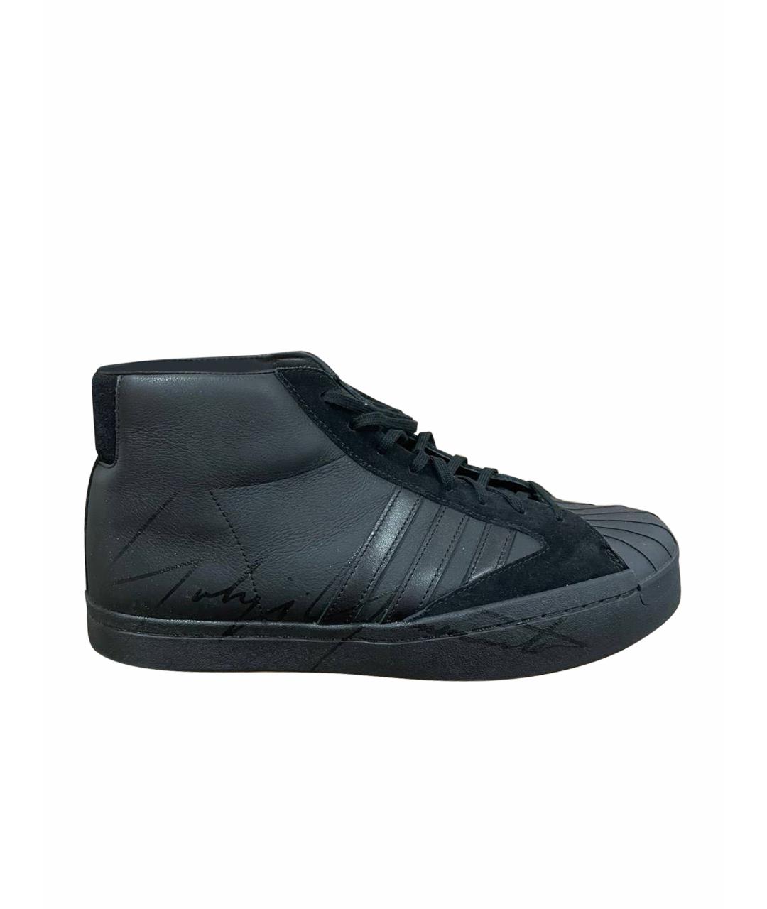 Y-3 Черные кожаные высокие кроссовки / кеды, фото 1