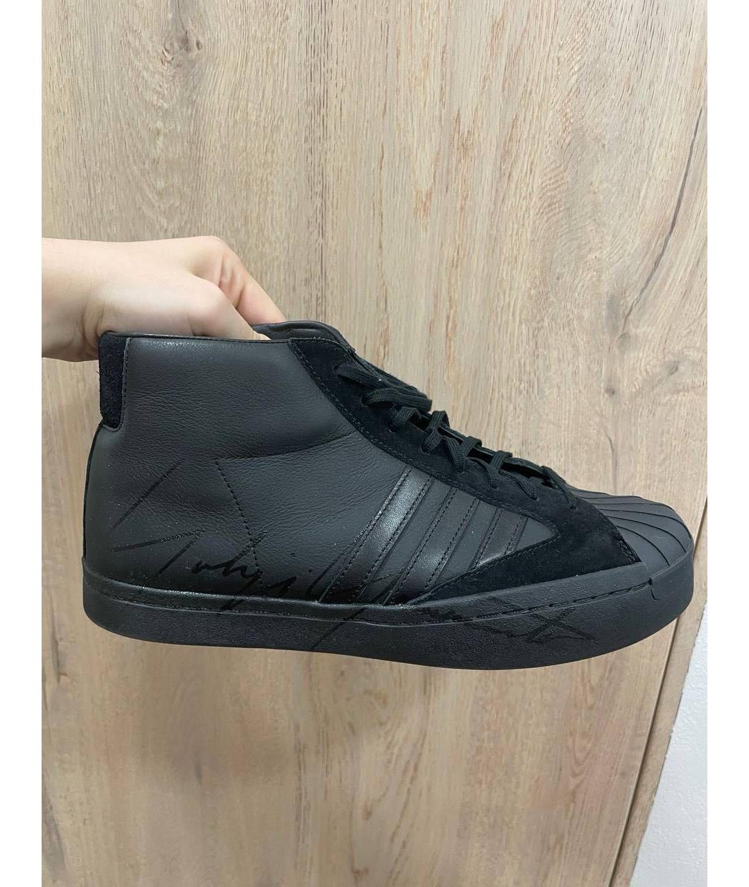 Y-3 Черные кожаные высокие кроссовки / кеды, фото 6