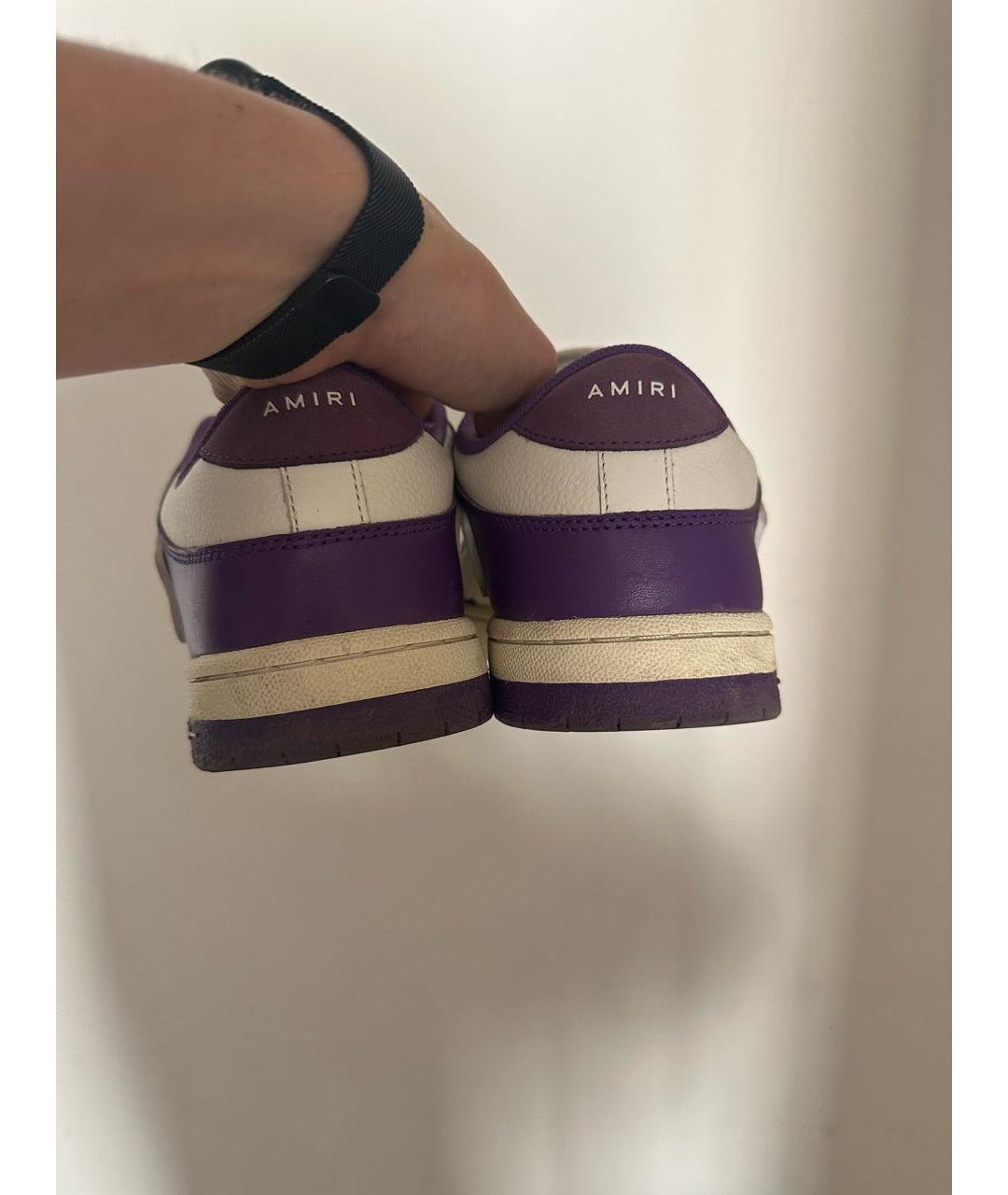 AMIRI Фиолетовые кожаные низкие кроссовки / кеды, фото 4